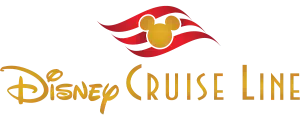 Disney Cruise Line logo with gold Mickey head and red swoosh design